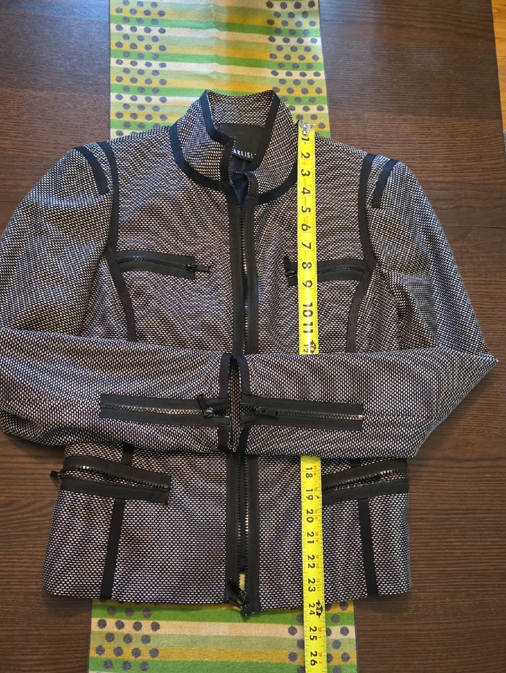 Carlisle Modern Black & White Textured Zip Jacket 6
